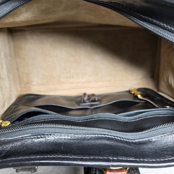 BRAHMIN Addison Chocolate Twill & Brown Leather Satchel Top Handle Bag Vintage - Picture 16 of 16